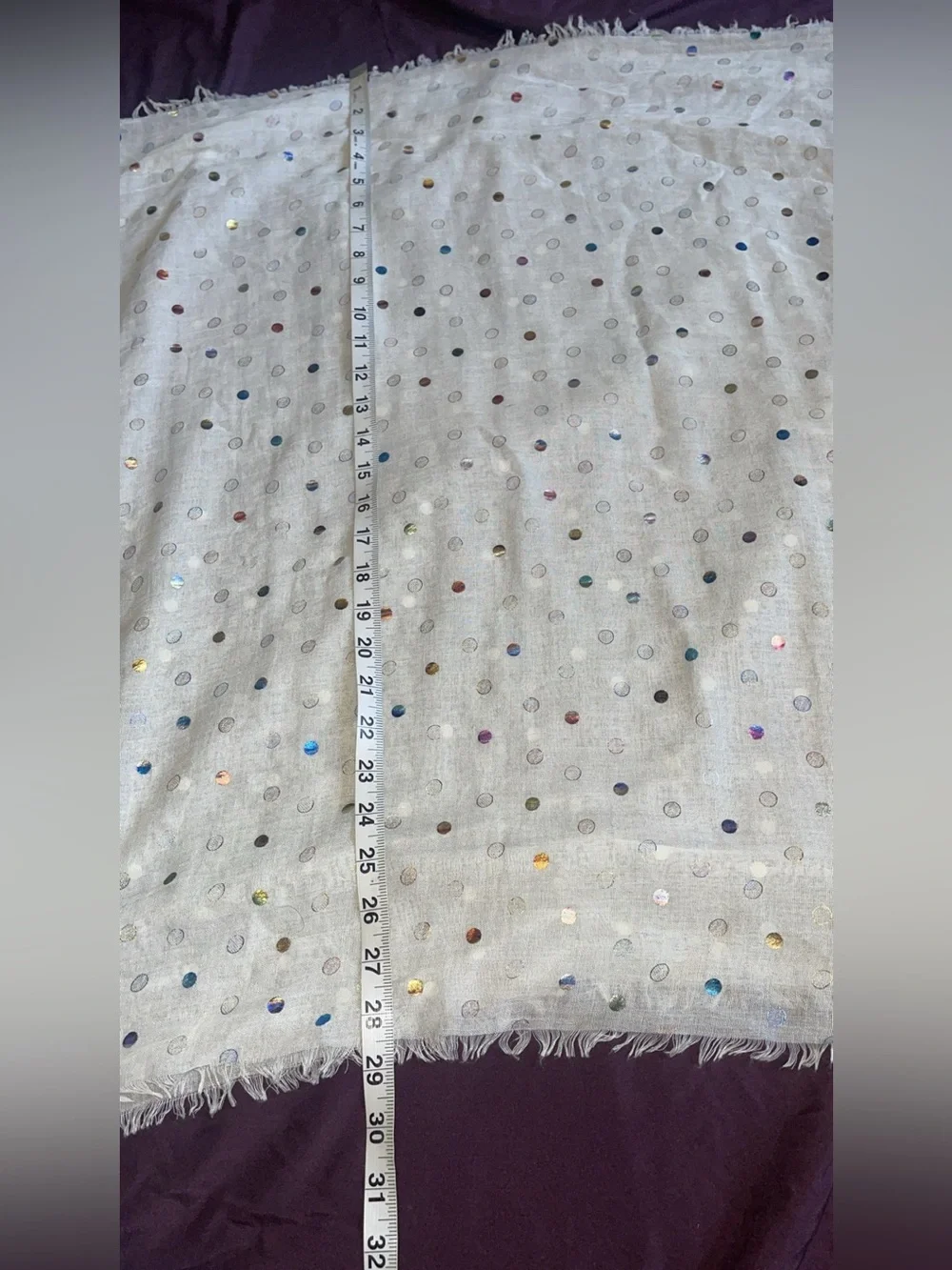 Nine West Ivory Infinity Scarf with Iridescent Metallic Polka Dots